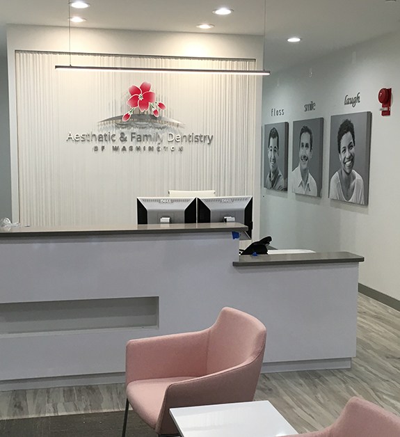 The Washington D C dental office reception area
