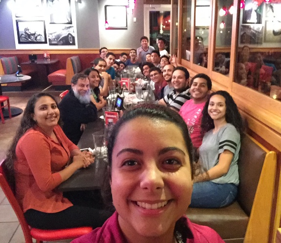 Doctor Bassily and her family and friends out to dinner