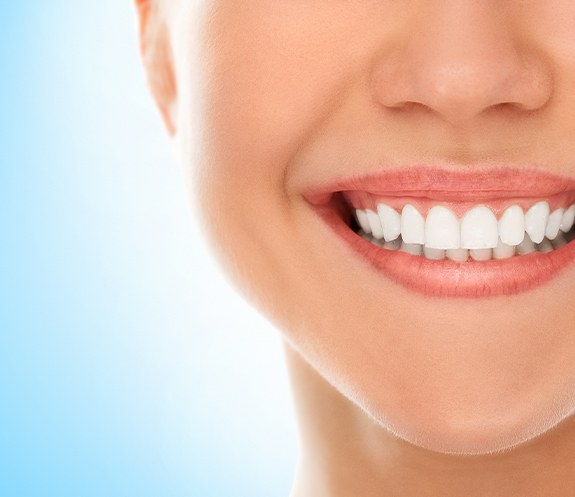Closeup of healthy smile after oral hygiene appointment