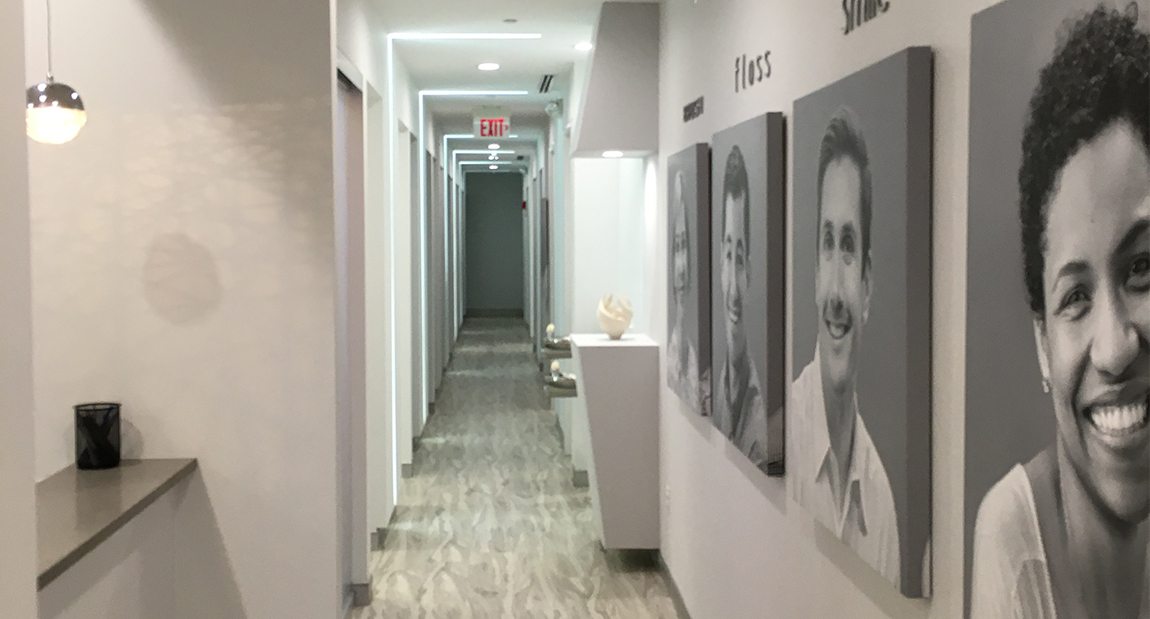 Hallway to dental treatment rooms