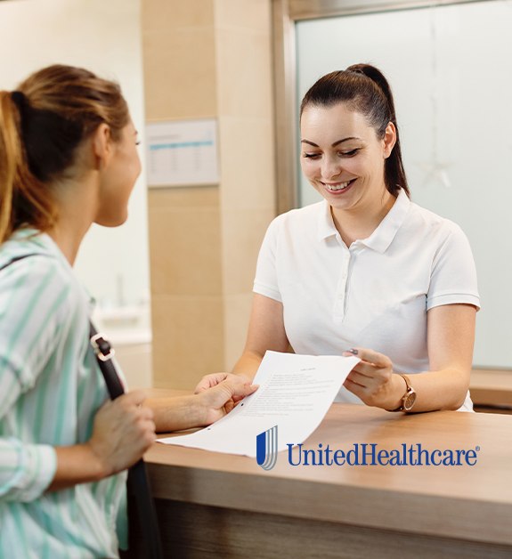Patient turning in United Healthcare dental insurance forms